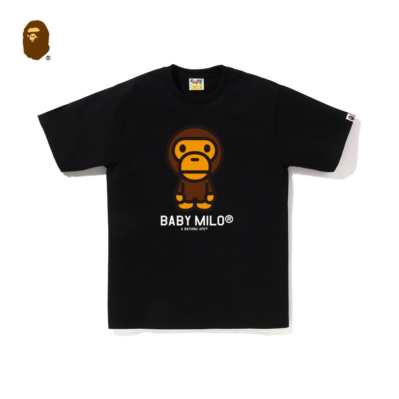 พร้อมสต็อก BAPE T เสื้อผู้ชาย Baby Milo การ์ตูนพิมพ์ Streetwear แขนสั้นคุณภาพสูง 0505