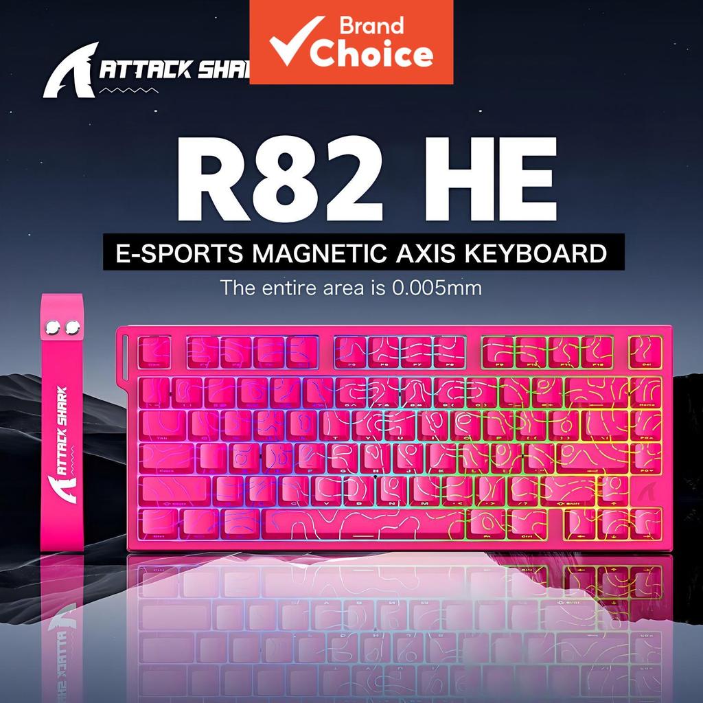 Attack Shark R82He คีย์บอร์ดแม่เหล็กแบบมีสาย 8Khz 75 เปอร์เซ็นต์ Rgb Pbt สําหรับเล่นเกม