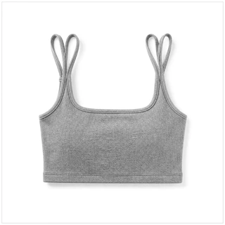💥LoveIs Bra💥 (N1156) 🌟 Crop Bra สายคู่ ผ้าร่อง มีฟองน้ำในตัว ใส่สบาย