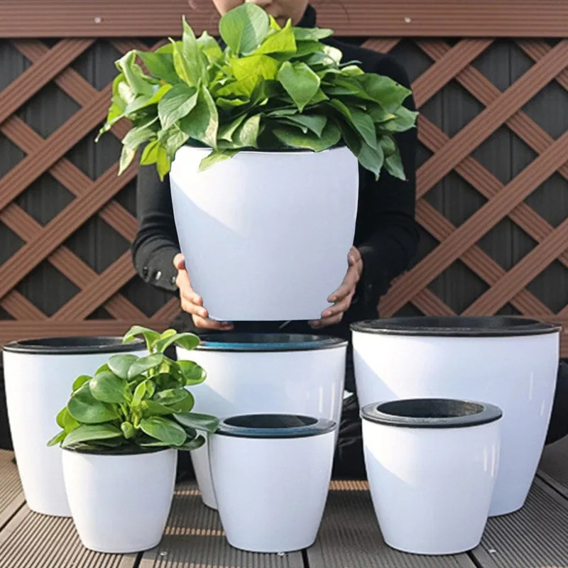 1pc Lazy Flower Pot Automatic Water Absorbing Flowerpot Plastic Self Watering Pot Plants Nursery Pot