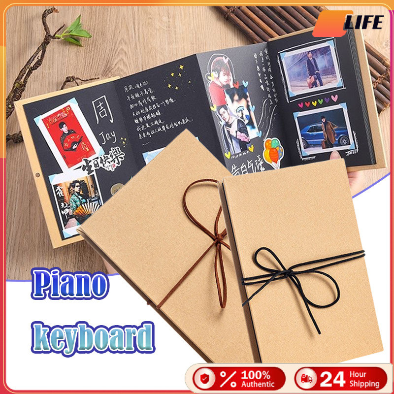 เก็บปลายทาง！สมุดอัลบั้มรูปภาพ กระดาษคราฟท์ 7นิ้ว 8นิ้ว พับได้ DIY 34หน้า ของขวัญวันเกิด