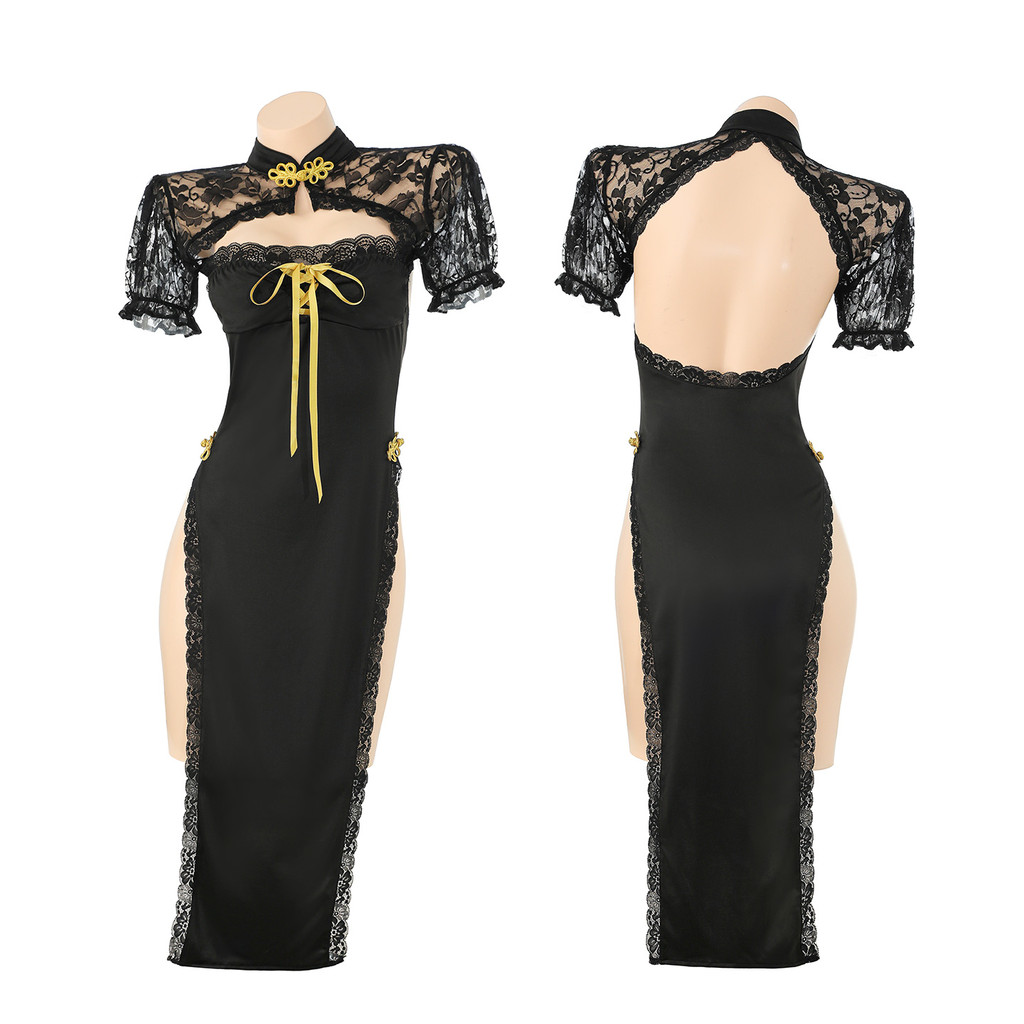 PARTY CITY ชุดกี่เพ้า เซ็กซี่ เว้าคอ ชุดยาว M-5XL รูปที่ 7