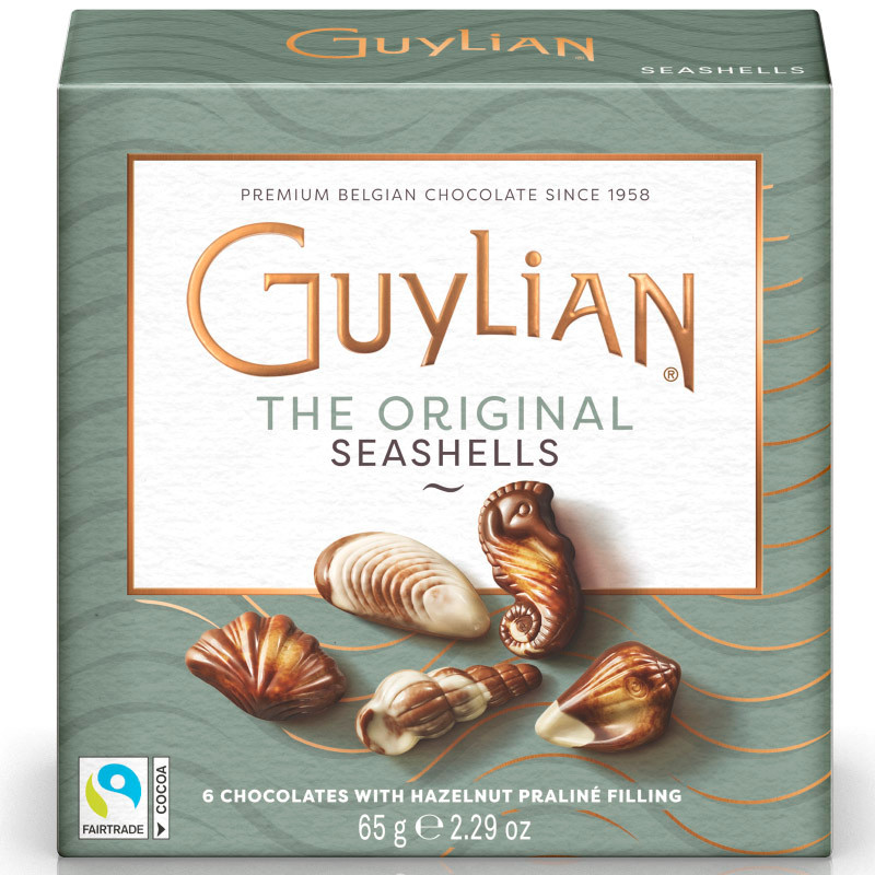 กีเลียนช็อกโกแลตรูปหอย 65กรัม Guylian Sea Shell Chocolate 65g. [หมายเลขบาร์โค้ด 5410976080428 ]
