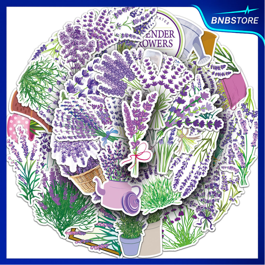 🍀ส่งจากไทย🍀 50ชิ้น สติกเกอร์ ดอกลาเวนเดอร์ lavender cartoon plant flower sticker พร้อมส่ง
