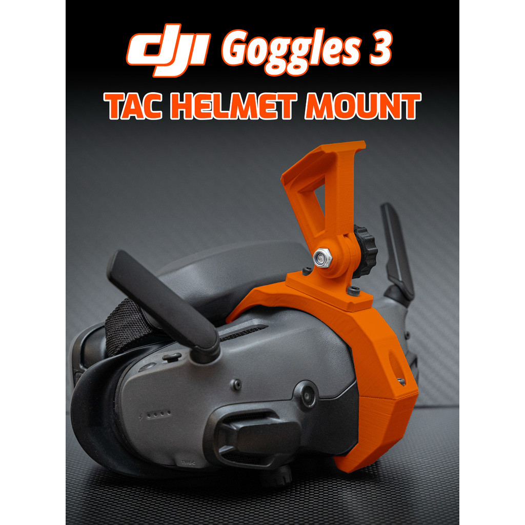 ชุดติดหมวกกันน็อคยุทธวิธีสีดําสําหรับแว่นตา DJI Goggles2 Goggles3