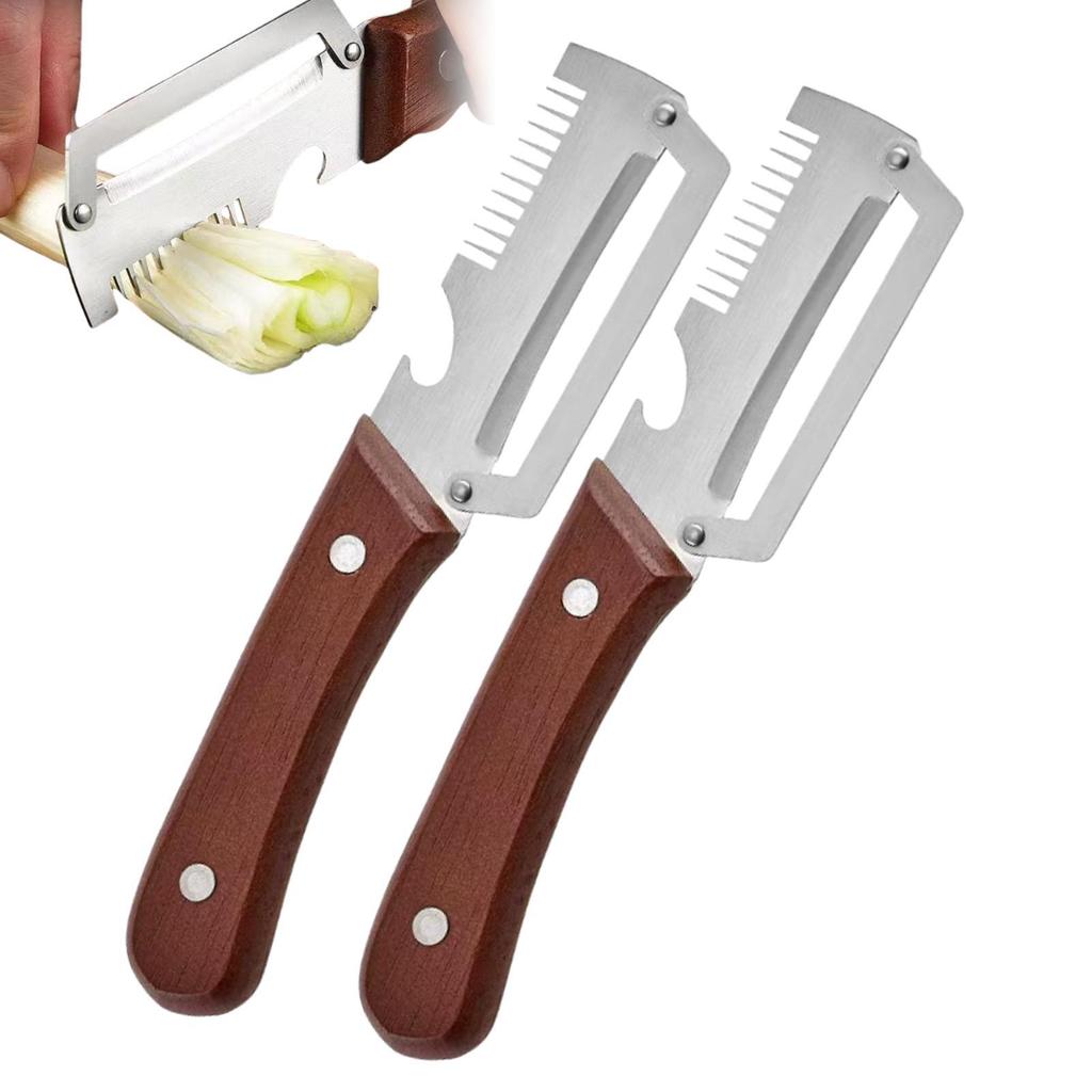 ผลไม้และผักPeeler 2 ชิ้นสแตนเลสเครื่องขูดไม้Scallion Shredderพร้อมที่เปิดขวดสําหรับทําอาหารในครัวBeqaxth