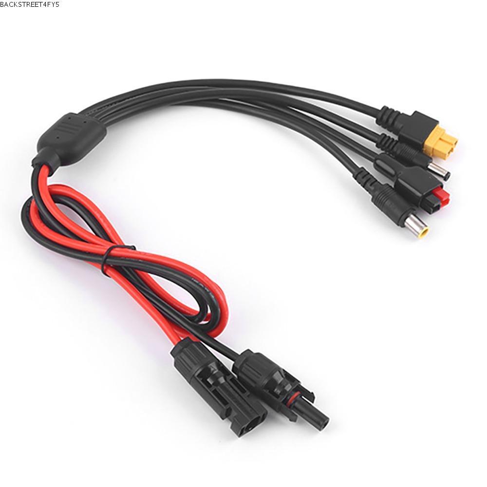 BACKSTAGEEET4FC3 แผงสายต่อ, 4 in 1 MC4 to DC5521 7909 XT60 หญิงสายไฟ,ขั้วต่อ 30A ความยาว 1 ม. สายไฟต