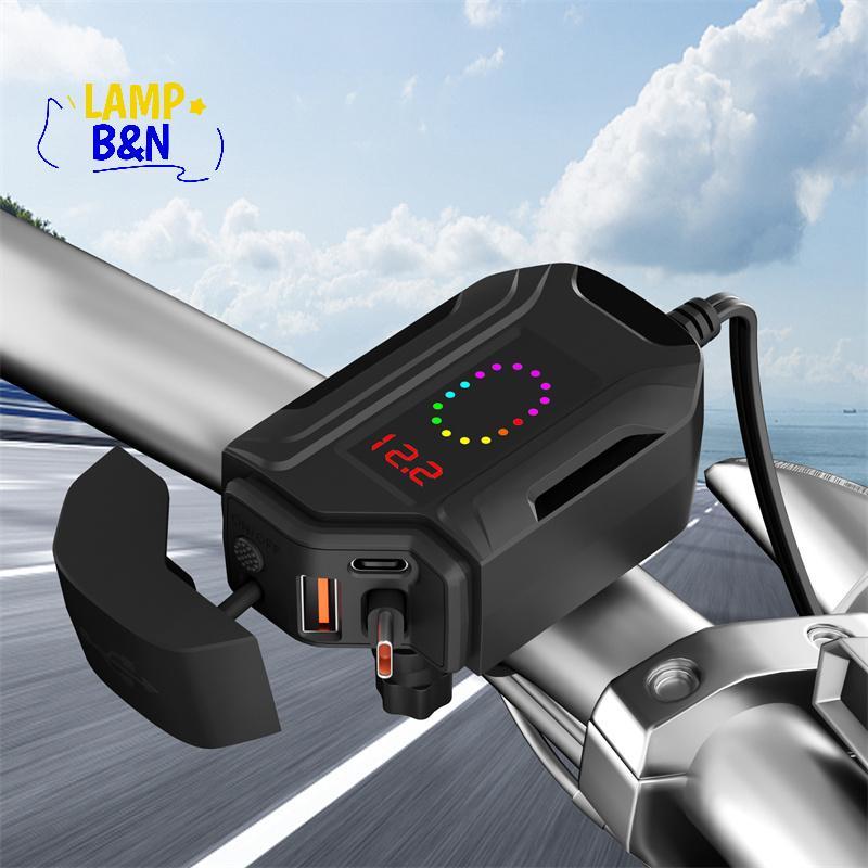 [B&N] เครื่องชาร์จ USB PD30W QC30 สําหรับรถจักรยานยนต์สายเคเบิลแบบพับเก็บได้ Qui อะแดปเตอร์ชาร์จสําห