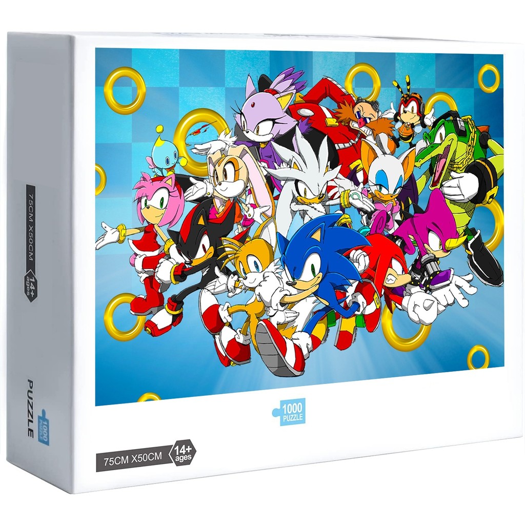 Sonic the Hedgehog Tails Knuckles Echidna Amy Rose Shadow Silver Jigsaw Puzzle 1000 ชิ้นตกแต่งบ้านขอ