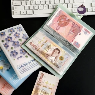 สมุดออมเงิน 100ซอง แบบกันน้ำ Mini Binder ช่องใส่เงินครบ พกพาสะดวก ลายดอกไม้ ใช้งานซ้ำได้ จัดเก็บเป็นระเบียบ