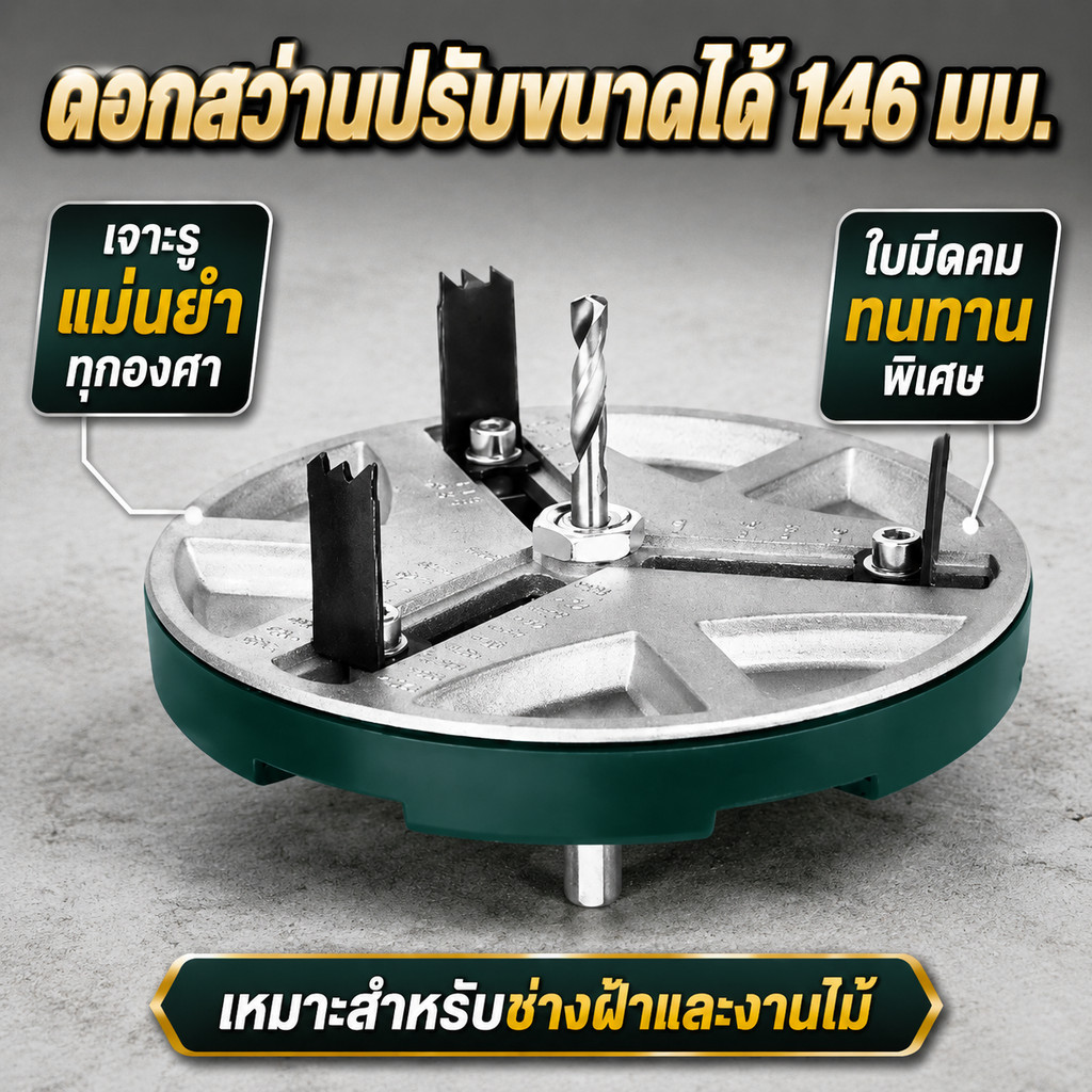 ดอกสว่านเจาะรูแบบปรับขนาดได้ ที่เปิดรูมัลติฟังก์ชั่นแบบปรับได้ – เลื่อยไม้ที่มีความแม่นยํา 45-130 มม