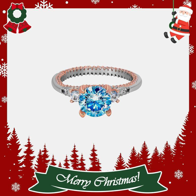 [276]แหวน Moissanite สังเคราะห์สีน้ําเงินพิเศษคริสต์มาส ZUGU