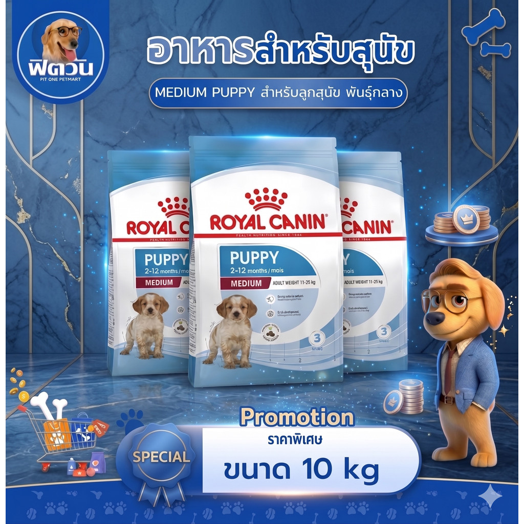 ROYAL CANIN MEDIUM PUPPY ลูกสุนัขอายุ 2 12 เดือน พันธ์กลาง 10 กิโลกรัม{อาหารสุนัขเม็ด}