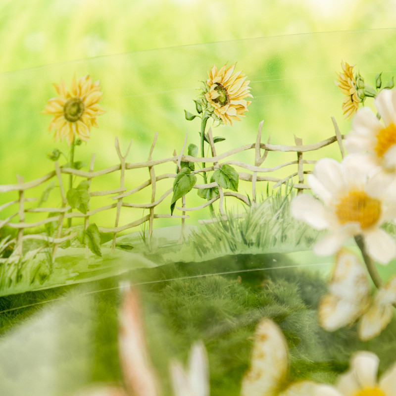 P PET Tape Jennys Garden Series พืชสีเขียวดอกไม้ภูมิทัศน์คู่มือสติ๊กเกอร์ไหลเวียน 6 ประเภท