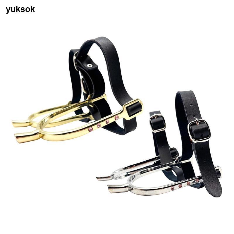 Yuksok 2x ม้า Spurs พร้อมสายรัดหนัง PU,เกียร์การฝึกอบรมการขี่ Rhinestone ตกแต่ง Spurs Boot Spurs สํา