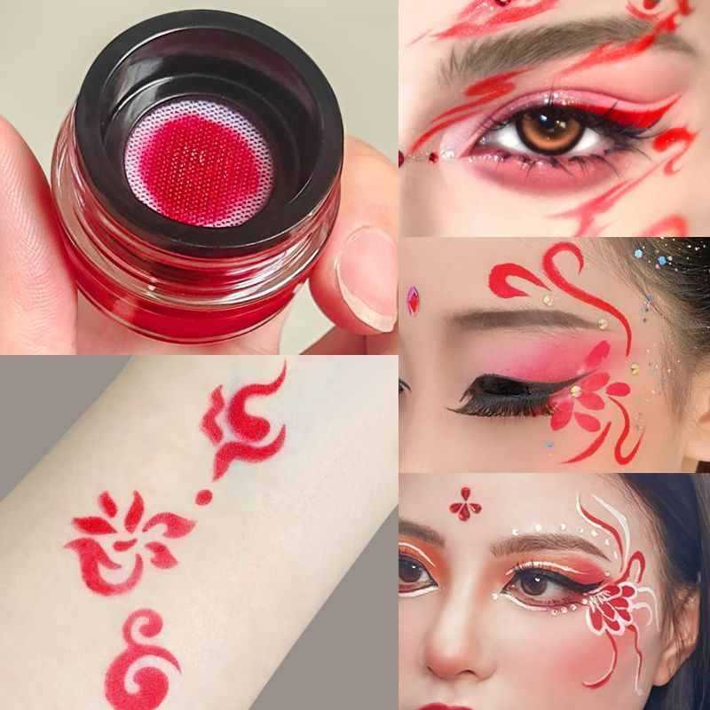 New Product#Red eyeliner, eyebrow and forehead painting paste, bright red Chinese red eyeliner, wate