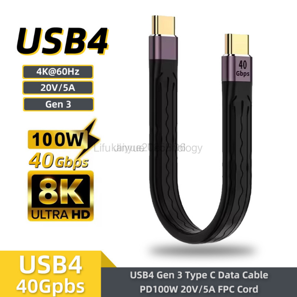 1PCS USB 4.0 Gen3 ข้อมูลสาย PD 100W 5A Fast Charging USB C ถึง Type C สาย Thunderbolt 3 4K @ 60Hz สา