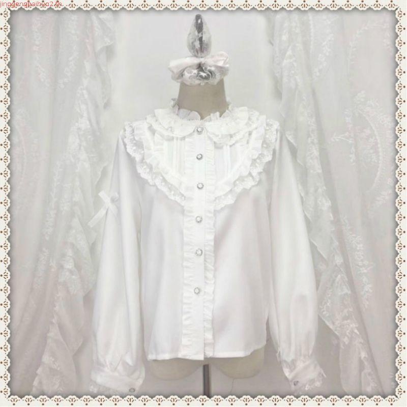 [คลังสินค้าพร้อม] lolita Daily Dress เสื้อ Bottoming ชีฟองแขนยาวด้านบน lolita ด้านในน่ารักเสื้อคล้อง