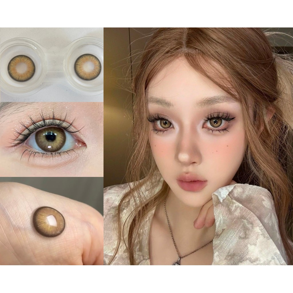 1 คู่ DZXBZONG2 รูปแบบ BOOSCON ยี่ห้อ BIG SIZE 14.50mm Gdia 11.00mm BC 8.5 เกรด 0-8.00 สีน้ําตาลคอนแทคเลนส์ 6 เดือนใช้