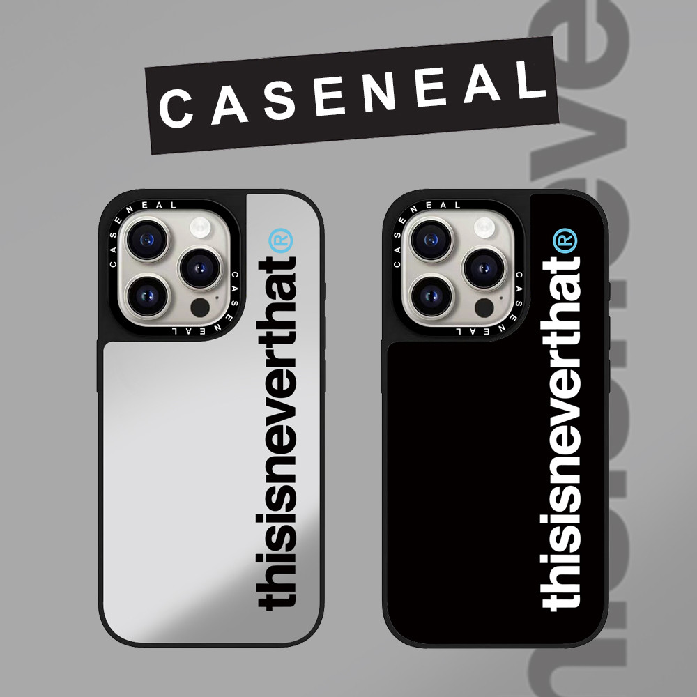 CASENEAL ตัวย่อแท็กภาษาอังกฤษกระจกหน้าเคสโทรศัพท์สําหรับiPhone 17 Pro Max 16 ProMax 15Pro 14 Plus 13 12 โทรศัพท์กันกระแทกขอบนุ่มฮาร์ดป้องกันกรณี
