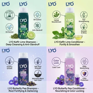 LYO แชมพูสมุนไพร ลดรังแค บำรุงผมดกดำ ผมนุ่มลื่น สุขภาพดี สูตรมะกรูด & อัญชัน ชุดดูแลผมครบเซ็ต 🎁 ซื้อ 1 แถม 1 คุ้มสุดๆ