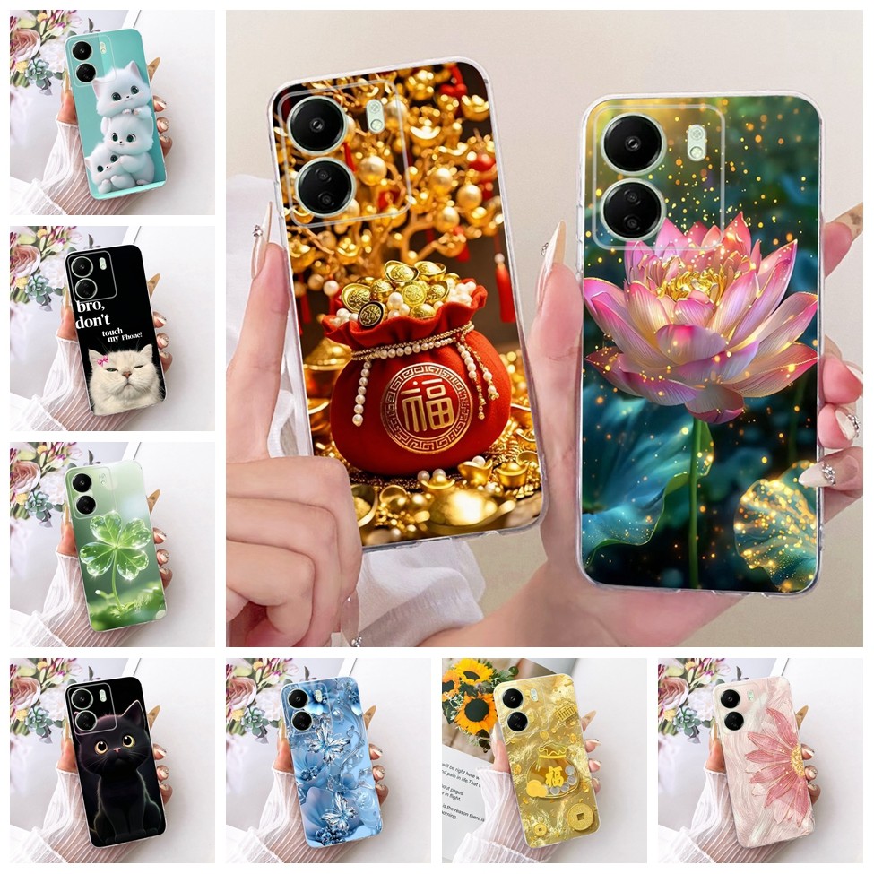 Clear สําหรับ Redmi 13C 4G กรณีความงามน่ารักการ์ตูนแฟชั่นผีเสื้อตลกทาสี 23100RN82L 23106RN0DA 23108R