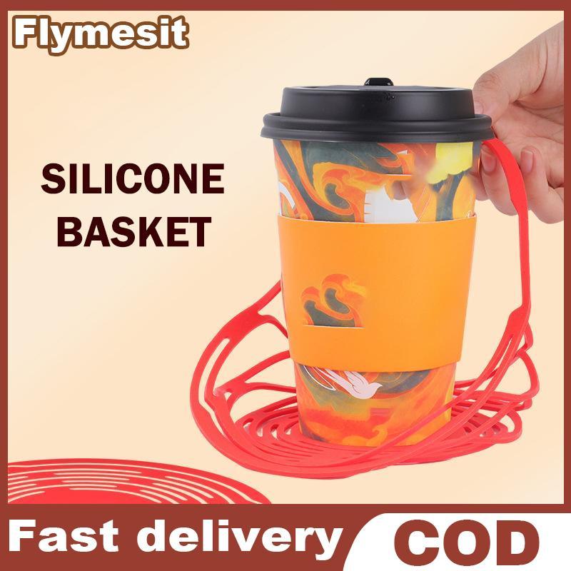 Flymesit Hollow Out ซิลิโคนนมชากระเป๋ากาแฟสร้างสรรค์Reusableเครื่องดื่ม Carrierน้ําหนักเบาสําหรับช้อปปิ้งและสํานักงาน EN