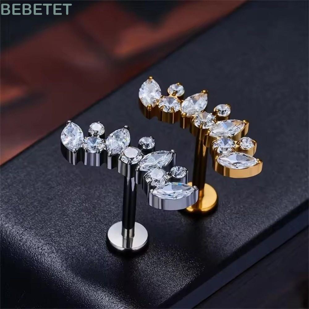 BEBETTET Helix Piercing, Marquise CZ ภายในเกลียว Labret เจาะเครื่องประดับ G23 Titanium Septum Pierci