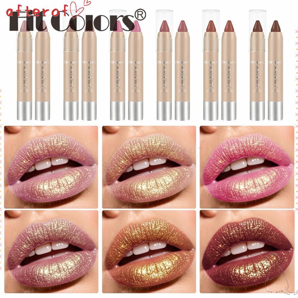 AFTEROF Lips Lipliner Pencil, Long-Lasting Waterproof Lipstick Lipliner, Gold Glitter Matte Lip Make