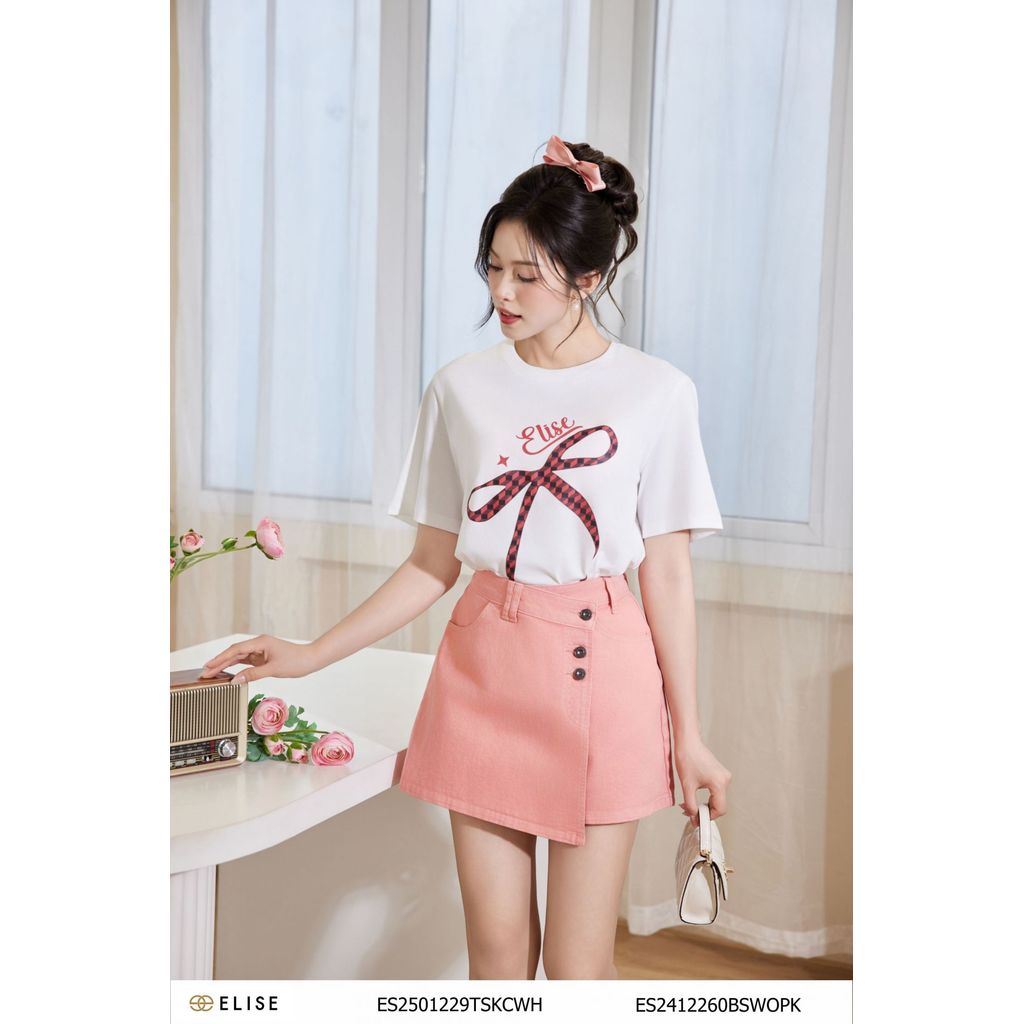 เสื้อยืดสีขาวพิมพ์ลาย Elise on it ดีไซน์ Elise ES2501229TSKCWH