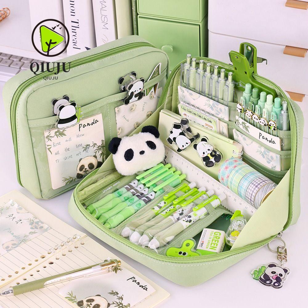 Qiuju กระเป๋าดินสอ 12 ชั้น มีซิป เปิดได้ 90 องศา อเนกประสงค์ สําหรับนักเรียน