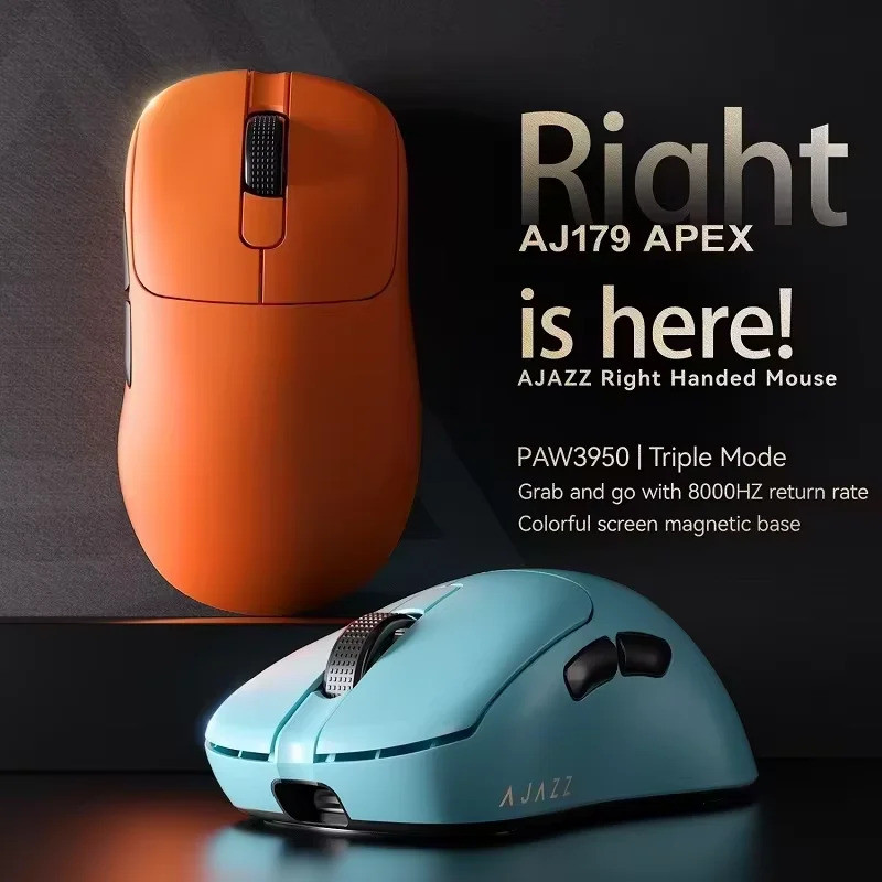 AJJAZZ AJ179 APEX PAW3950 30000DPI 8Khz เมาส์สําหรับเล่นเกมไร้สายขวาเมาส์ตามหลักสรีรศาสตร์พร้อมฐานชา