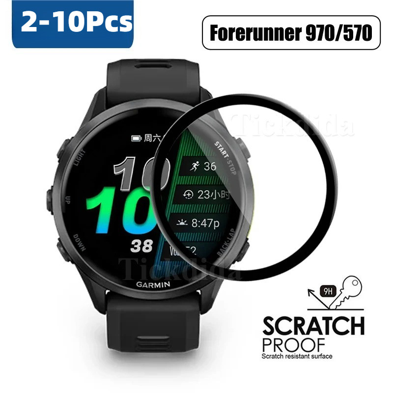 สําหรับผู้เบิกทาง Garmin 570 970 965 955 945 45S 2-10Pcs 100D โค้งสีดําขอบฟิล์มกระจกนิรภัยสําหรับผู้เบิกทาง Garmin 265S 265 255M 255 245M 165 158 นาฬิกาป้องกันหน้าจอ