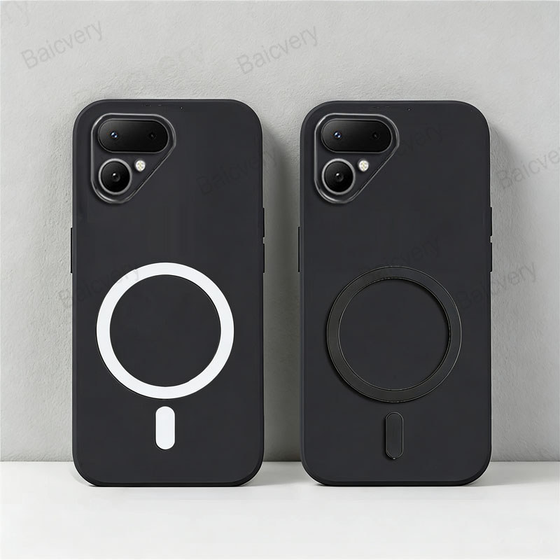 ป้องกันสีดํากลับสําหรับ Tecno Pova Curve 2 5G LK7K พร้อมสติกเกอร์แม่เหล็ก Soft Matte Cover