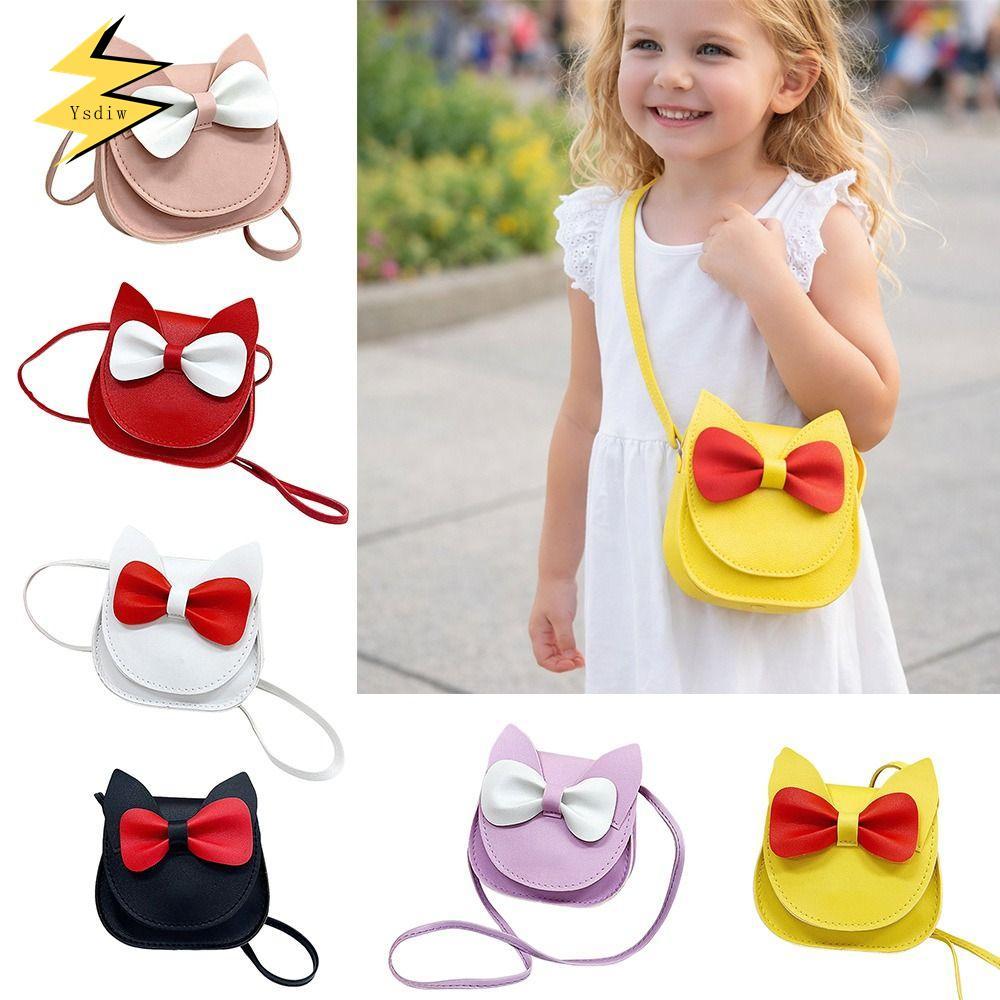 YSDIW Kids Crossbody Bag, Princess Bow Mini Shoulder Bags, Portable Cartoon Kids Small Bag Children