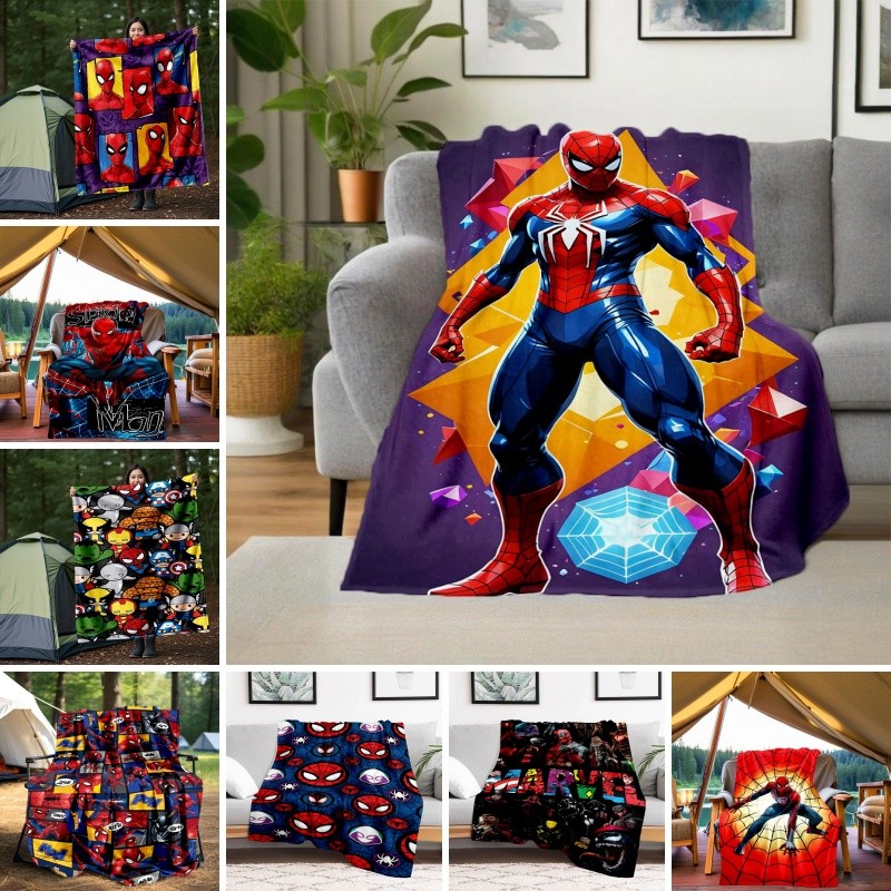 Spiderman Themed Design สําหรับห้องเด็กโยนผ้าห่มห้องนอนโซฟาปิคนิคของขวัญผ้าห่มที่กําหนดเอง T12