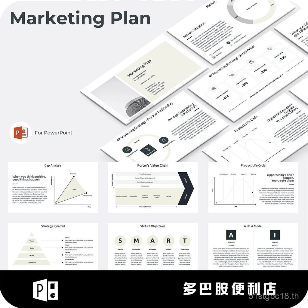 Swot Analysis ppt Template กลยุทธ์การตลาดทางธุรกิจขั้นสูง แผนเชิงพาณิชย์ MK65