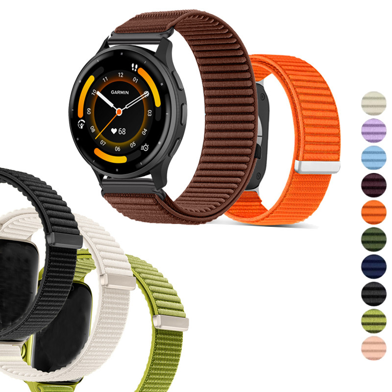 ไนลอน Braided Sport Loop Band สําหรับ Garmin Venu4 Venu3 Venu2 Venu3s/Vivoactive 3 4 5 3S 4S 40/45 ม