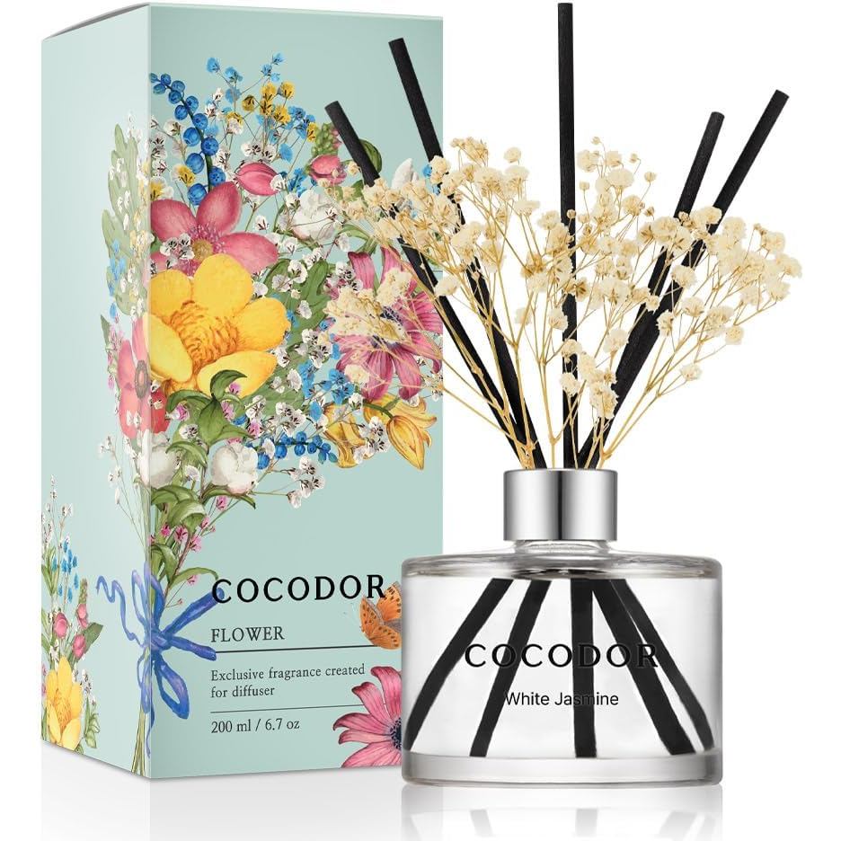 COCODOR Flower Reed Diffuser Set / 6.7oz / Jaine/Scent Diffuser พร้อม Sticks Home Fragrance Reed Dif