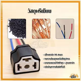 ขั้วไฟหน้า H4 ขั้วปลั๊กไฟ H4 ปลั๊ก3ขา มีสายไฟ 1ชุด ReturnLED ขั้วต่อเซรามิกทนความร้อนสูง สายทองแดงแท้ ขนาดมาตรฐาน