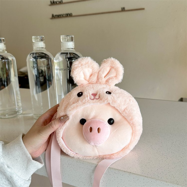 [Ready Straw] Piggy Plush Bag Cute Transformation Unicorn Piggy Doll Bag One Shoulder Diagonal Piggy