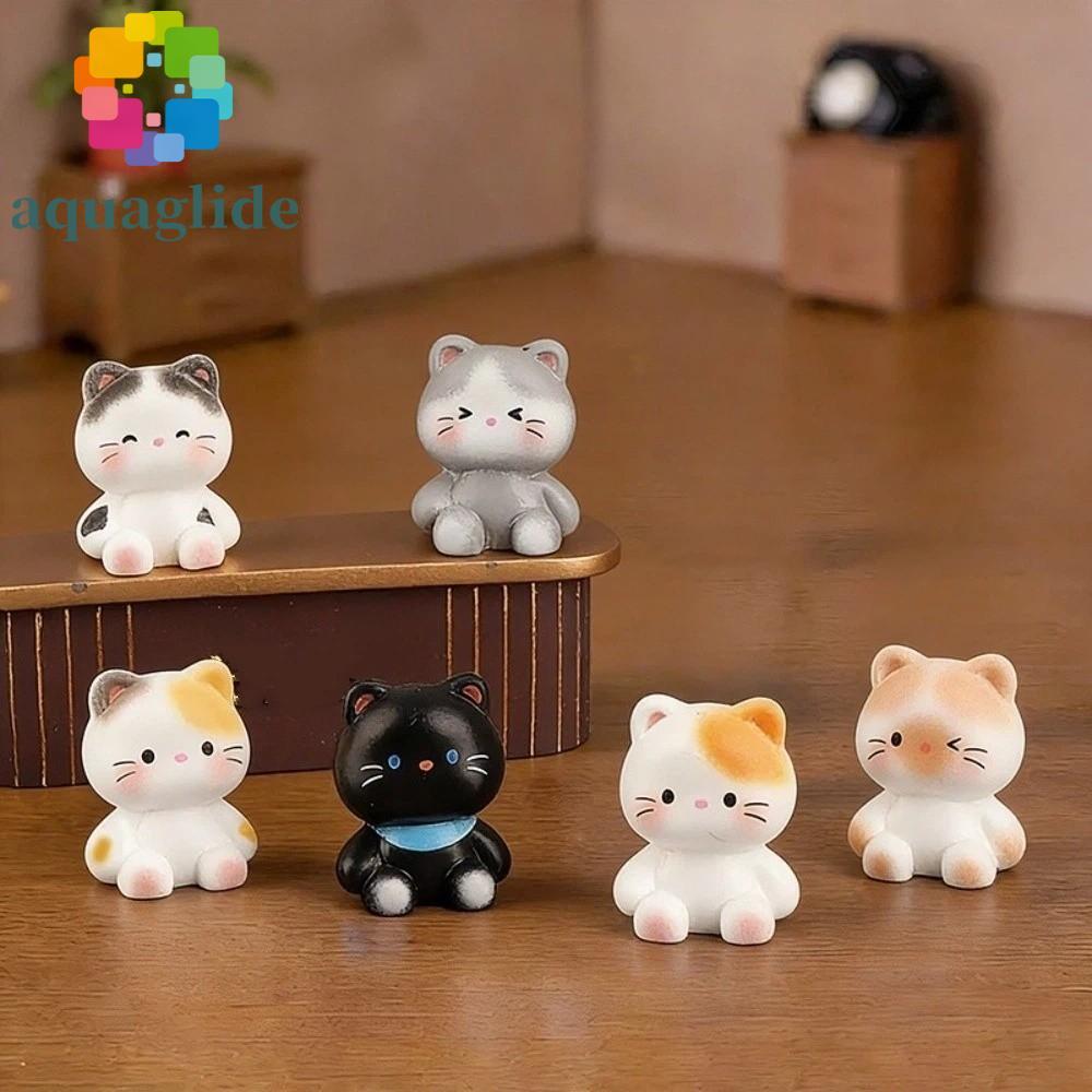 น้ํา 6ชิ้นตกแต่งรูปปั้นแมว,ขนาดเล็กเรซิ่นลูกแมวตกแต่ง,น่ารักตลกการ์ตูนสัตว์สร้างสรรค์สก์ท็อปแมวตกแต่งสก์ท็อปใช้