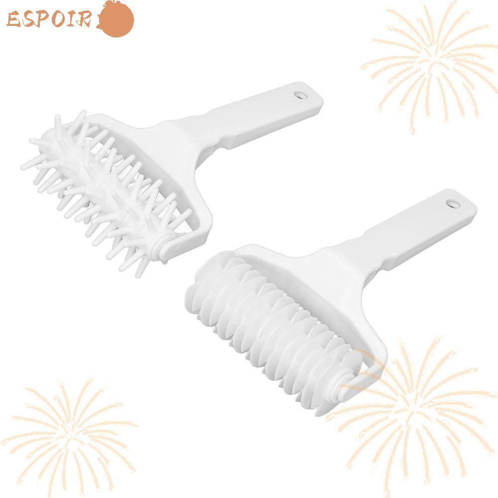 ESPOIR1 2pcs พิซซ่าแป้ง Roller Docker,พลาสติกยาวพิซซ่า Crust Roller Docker,สีขาว Time-Saverเบเกอรี่เ