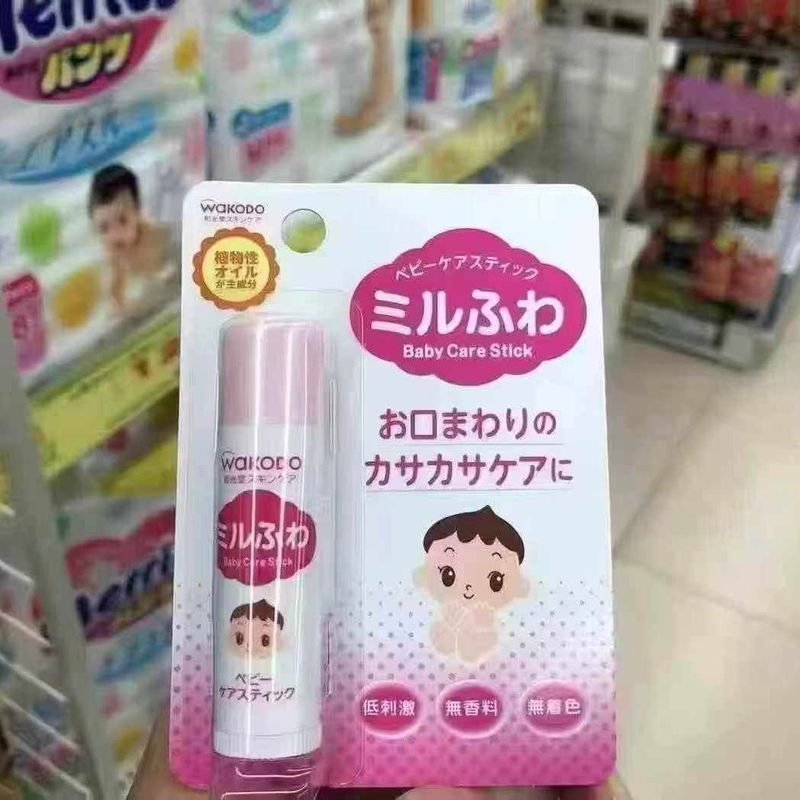 ของแท้ญี่ปุ่น Wakodo Lip Balm ธรรมชาติไม่มีสี Lip Balm Moisturizing Moisturizing กินได้ L4-28-1