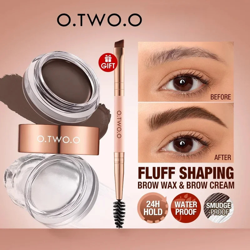 O.TWO.O Eyebrow Pomade 2-in-1 Brow Gel Wax กันน้ํายาวนานครีม Texture Eye Brow Tint Enhancer เครื่องส