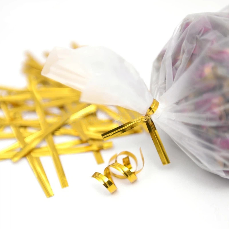 800 ชิ้น/แพ็ค Lollipop บรรจุภัณฑ์ปิดผนึก Zip Ties Gold Zip Ties ถุงขนมปัง Bundling อุปกรณ์