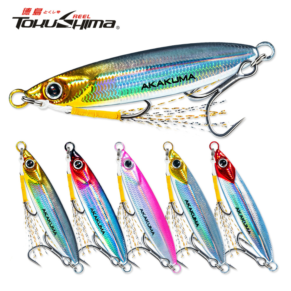 3D ตา Sinking Jigging Tackle โลหะ Lure เหยื่อตกปลา Treble Hook Casting Lure