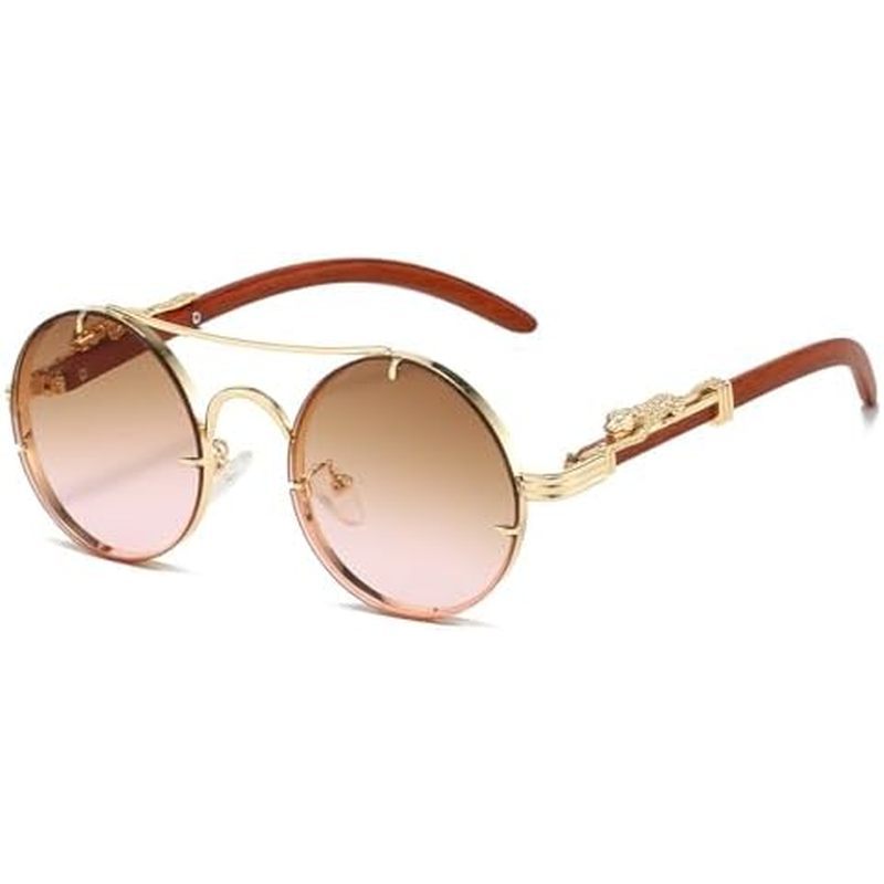 แว่นกันแดดย้อนยุคสําหรับผู้หญิง Panthera Onca Naxos กรอบ Aviator ปลอมรอบแว่นตา-ผู้ชาย