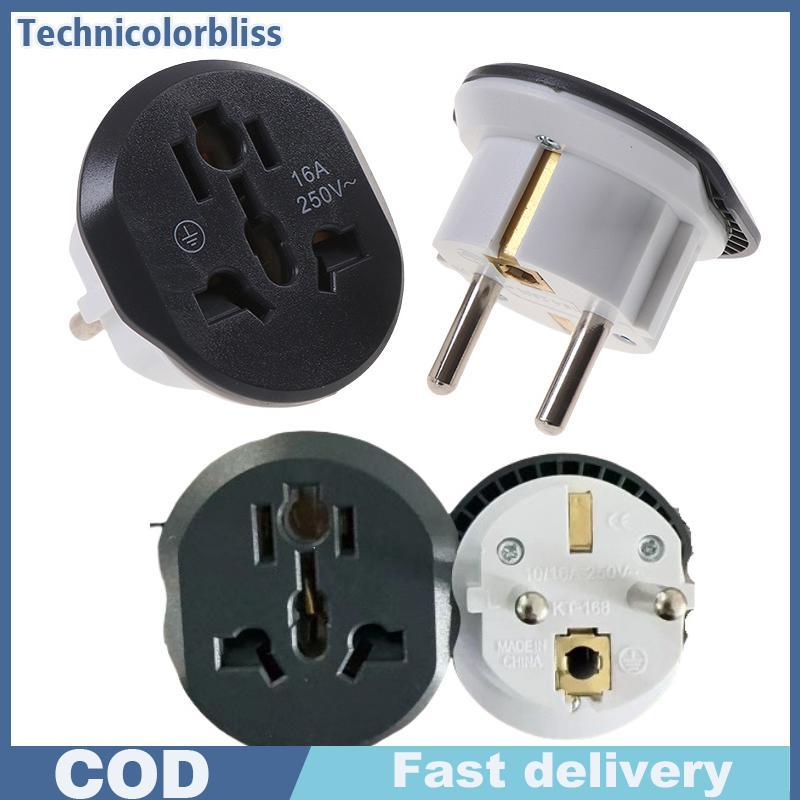 Tcbs 16A Universal EU Travel Adapter Euro Converter UK US AU ถึง EU AC Soet Plug Bliss