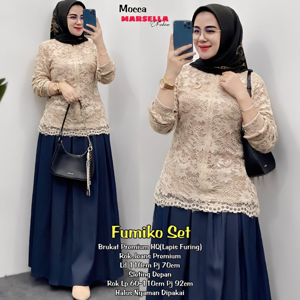 มีกลุ่มผู้ขายครั้งขอ kke addin er Elrumi FUMIKO SET MARSELLASET JEANS SKIRT BRUKAT TOP er Elrumi